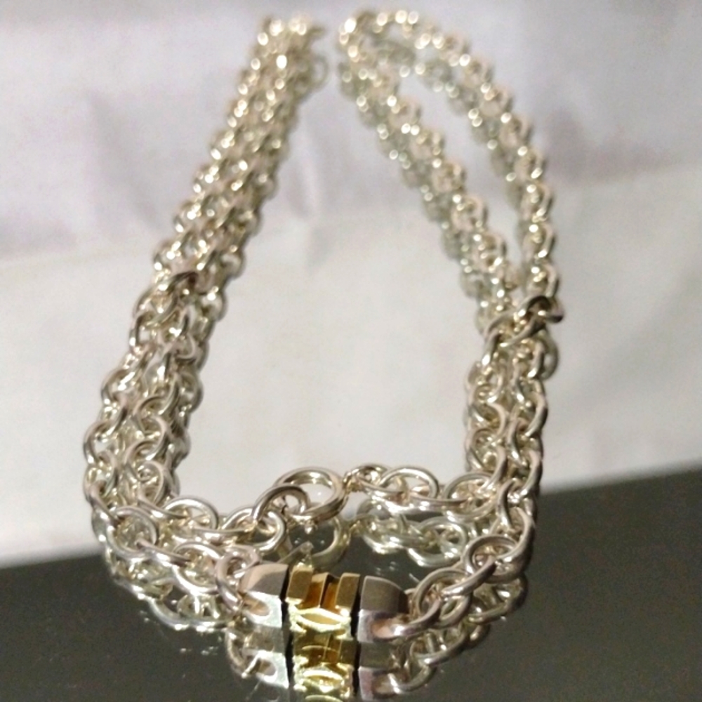 18K Cartier Double "C" Oval Link 🔗 Necklace, Crafted in Sterling Stunning 🎁 - Picture 6 of 12